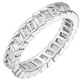 Square Zirconia Ring - Modern and Elegant Jewelry for Women, Stunning Four-Prong Cubic Zirconia Stone Ring in Sterling Silver or Gold Plated, Perfect for Everyday Wear or Gifts, Size 10