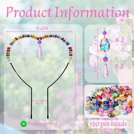 Vuadiben Beaded Garden Stakes Kit Fairy Garden Kit Decorative Garden Stakes with Sun Catcher Kits for Kids, Fairy Wand Kit with Fairy Beads and Suncatcher Beads, Plant Decorations for Pots