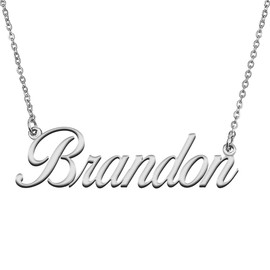HUAN XUN Name Necklace Pendant Jewelry in Golden Silver Brandon