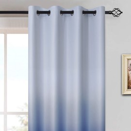 Yakamok Blue Ombre Curtains Light Blocking Gradient Color Drapes Room Darkening Thermal Insulated Grommet Window Panels for Living Room/Bedroom (2 Panels, 52x84 Inch)