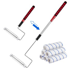 7pcs House Paint Roller Kit, Gesenwin 9 Inch Extendable Roller Frame with 6 Microfiber Replacement Covers 1/2" Nap, Adjustable Painting Roller (18"-36"), Painting Supplies for Walls,Ceilings,Floor