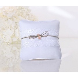 White ring Cushion 16 x 16 CM Apricot Roses Lace Wedding ring bearer Wedding ring Cushion pillow PKWM2 BURLAP RIBBON