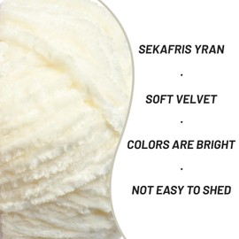 3 Pack Fuzzy Chenille Yarn for Crocheting,Velvet Baby Blanket Yarn for Crocheting,Soft Plush Yarn for Hand Knitting,(300 g/393yds) Fluffy Amigurumi Crochet Yarn（3 White）