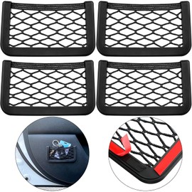 4 Pieces Car Storage Pocket Mesh Net Pocket Storage Back Net Mesh Car Organizer Universal String Bag Seat Side for Purse Phone Holder Organizer (Black, 15 * 8CM)