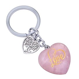 Nupuyai Carved Love Heart Stone Keychain Key Ring Tree Symbol Charms for Decor