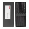 5 Pairs Chopsticks Reusable Ironwood Black Round Chopsticks Japanese Style