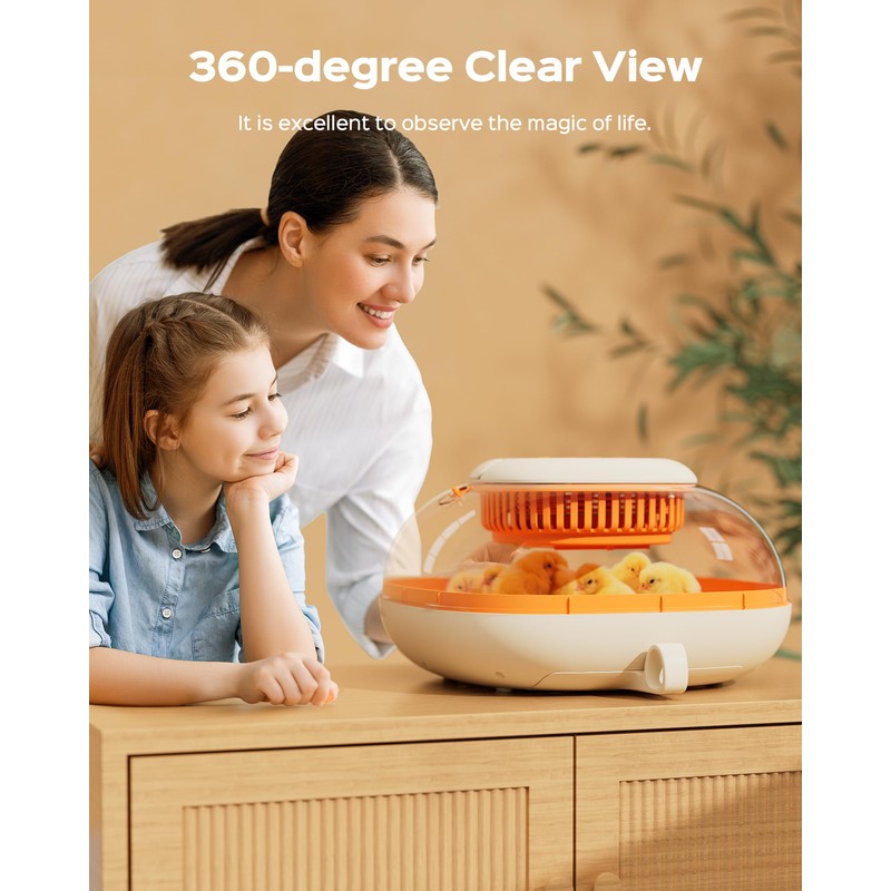 [2024 Upgrade] 25 Egg Incubator, Automatic Egg Turner with Thermometer