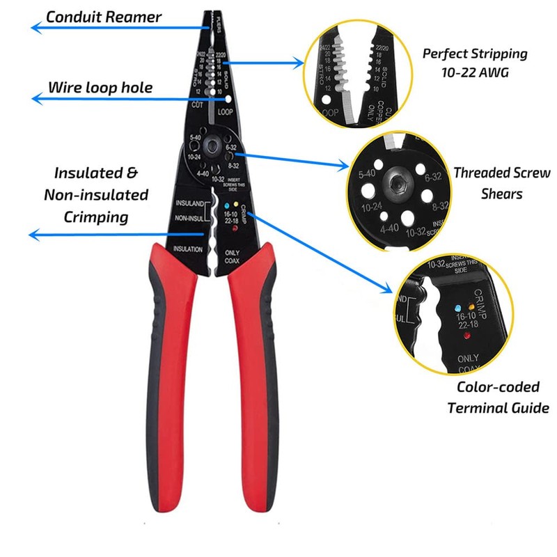 szhdxsy 8-Inch Multi-Tool Long Nose Wire Stripper/Crimper/ Bolt Cutter Multi-Purpose