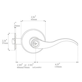 Wave Lever Keyed Entry Door Lock/Door Knob Hardware Knob Lever and Closet Leverset,Nickel Brusehd Color, Right Hand Orientation (JX805R)