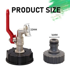 3/4 Inch Outlet Tap Water Butt Water Tank Accessories Outlet Tap, Brass IBC Outlet Tap, Water Butt Tap for Water Butt, Outlet Tap, 1000 Litre Water Tank Accessories, for Rain Bucket, Tank, Gardening