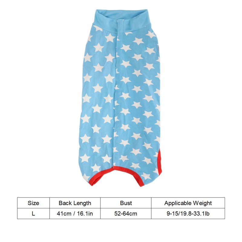 Dog Recovery Suit Blue Stars Pattern Prevents Licking Cotton Pet