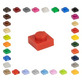 CMC imports 100 Mosaic Tile Building Blocks 1 x 1 Nubs Compatible 34 Different Colours Tiles Clamping Blocks (620 - Red)