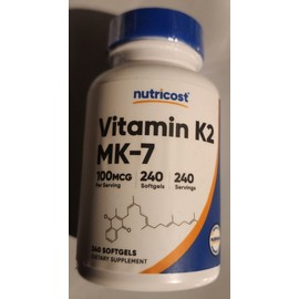 Nutricost Vitamin K2 MK-7 100 mcg, 240 gels Gluten Free/Non-GMO Nutricost Menaquinone-7
