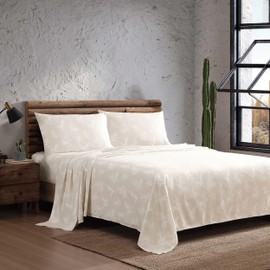 Wrangler - Sheet Set, Breathable & Wrinkle Resistant Bedding, Includes Matching Sham & Pillowcase, Yellowstone Inspired, Casual Home Decor (Foliage Beige, Twin)