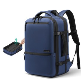 Dinictis Auto vacuum backpack,Water Resistant Travel Backpack with Vacuum Compression System-Blue