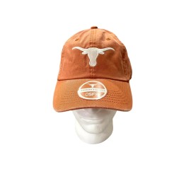 Longhorn Headwear Vintage Style Texas Longhorns Logo Baseball Hat Adjustable Strap Orange Distress