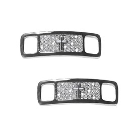 Bling Diamond Shoe Lace Tag, Silver Hip Hop Stylish Shoe Decoration Charms, Shoelaces Buckle for Sneakers, Boots, Runners,1 Pair, Silver, Small