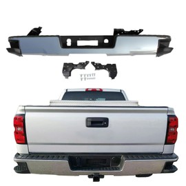 Rear Bumper Assembly Chrome Steel Replacement for Chevy Silverado GMC Sierra 1500 2014 2015 2016 2017 2018 GM1103176 GM1102558