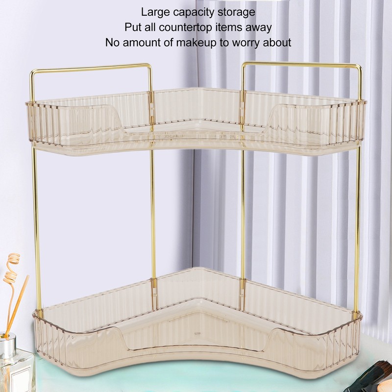 2 Tier Corner Bathroom Countertop Organizer Space Saving Easy Assembly