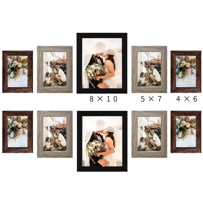 LUCKYLIFE Picture Frames Collage Wall Decor 10-Pack, Gallery Wall Frame