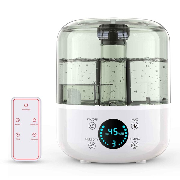 Tabletop Humidifier, Large Capacity, 3 L; Aroma; Ultrasonic Type, 36 Db Silent, Top Water Supply, Up to 85.4 sq ft (24 sq m), Touch Panel Type, 10.8 fl oz (300 ml) / h Humidification Amount, 30 Hours