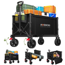 Wagons Carts Foldable, Collapsible Wagon Cart with 220 lbs Max Load and Expandable Storage Space, Heavy-Duty Foldable Wagon Cart with Wheels for Groceries, Shopping, Sport, Beach,Garden and Camping