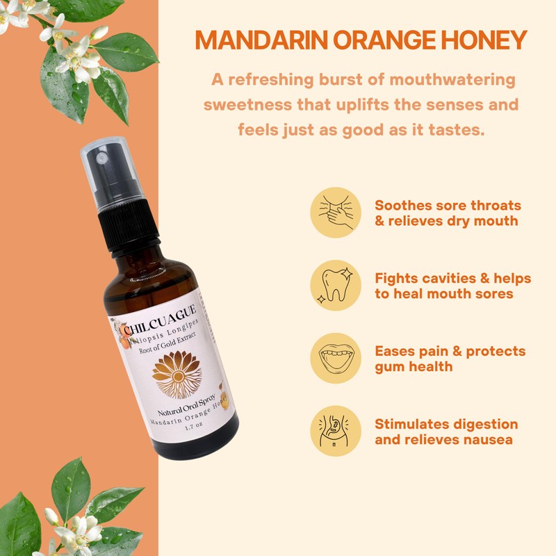 Flower & Song Chilcuague Natural Oral Spray (Mandarin Orange Honey)