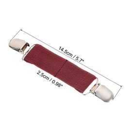 PATIKIL Hat Clip for Travel, 2Pcs Elastic Webbing Strap Hanging Buckle Glove Mitten Clips with Double Side Metal Clip for Keys Bed Sheet Sleeves Shawl, Dark Red