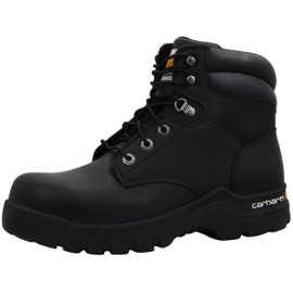 Carhartt Rugged Flex 6” Waterproof Comp Toe Boots for Men - Genuine Leather Work Boots with PU Comfort Insoles, EVA Midsoles Rubber Lug Outsoles, Black - 10 W