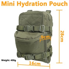 Mini Molle Backpack, Tactical Small Rucksack Water Pack for 2L Hydration Bladder 500D Nylon Lightweight Bag for Hiking Trekking Cycling Men Women Ranger Green