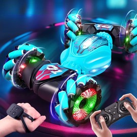 Remote Control Stunt Car with Light, Gesture Sensor Off-road Climbing 4WD Deformation Car, RC Drift Car, Birthday Gift, Holiday Gift, Gift:_Green_1 set