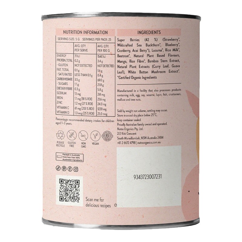 Nutra Organics Berry Immune, 200g