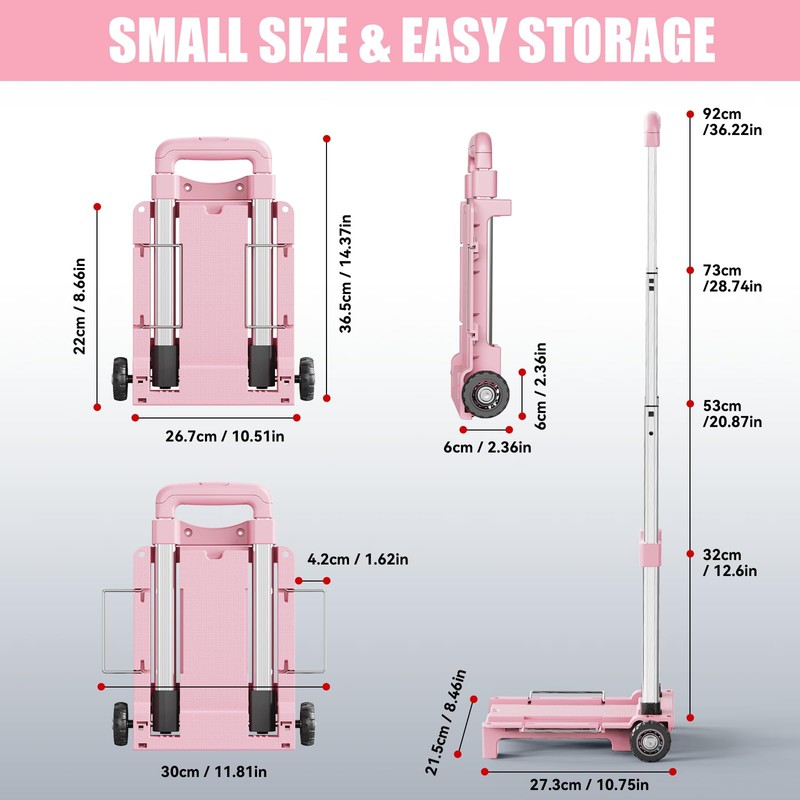 YADUFA Mini Small Folding Hand Truck Dolly with 2 Tank