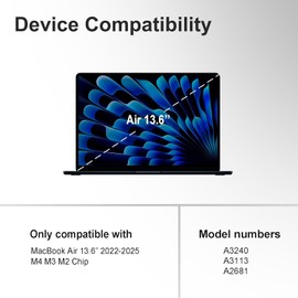 NPUOLS PP Soft Matte Case for MacBook Air 13.6 Inch 2025 2024 2022 M4 M3 M2 Model A3240 A3113 A2681, Lightweight Plastic Protective Cover, Matt Black