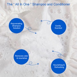 Tappi per shampoo senza risciacquo, per pazienti costretti a letto, anziani, campeggio, senza risciacquo, utilizzabili in microonde, senza acqua, lavaggio e condizionamento, cuffie da doccia usa e