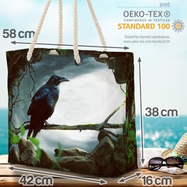 VOID Raven Forest Nest Cave Beach Bag Shopper 58 x 38 x 16 cm 23L XXL Shopping Bag Travel Bag Beach Bag, multicoloured