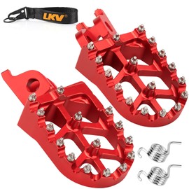 LKV Dirt Bike Foot Pegs CNC Motorcycle Footpegs Rest Pedal Compatible with Honda CR125 CR250 CRF150R CRF250L CRF250R CRF250X CRF300L CRF450R CRF450RX CRF450X CRF450L CRF1000L, Red