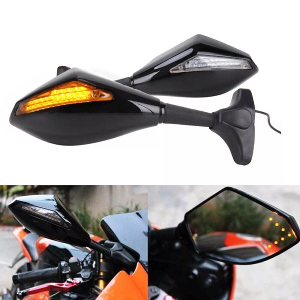 Unbranded Rearview Mirrors With Turn Signals LED For Suzuki SV650
