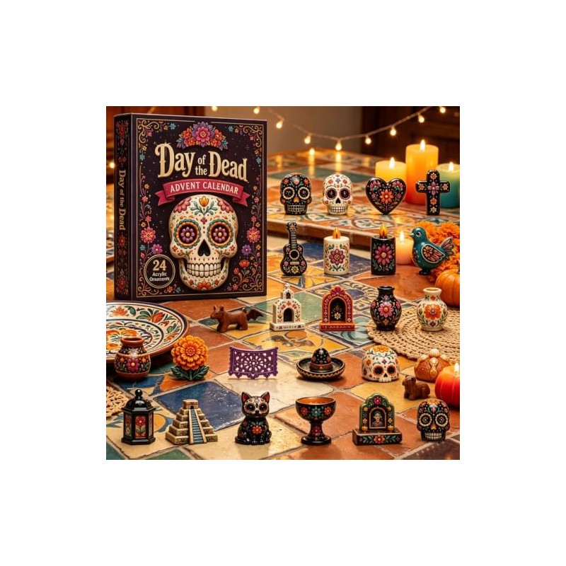 Day of the Dead Skull Advent Calendar 24 Days Ornament