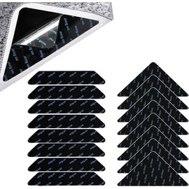 16 Pcs Pinzas para Alfombras Antideslizante, Cinta de Alfombra, Almohadillas Antideslizantes para Alfombras Regionales Tapetes Infantiles, Almohadilla de Agarre para Alfombra, Lavable y Reutilizable