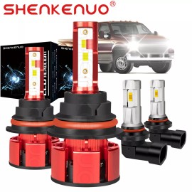 SHENKENUO For Ford F150 1999 2000 2001 2002 2003 6000K LED Headlight Fog Light Bulbs Kit
