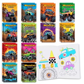 BenLouis 24 Monster Truck Mini Coloring Book Truck Birthday Themed Party Favor Activity Book Bulk for Kids Race Car Party Goodie Bags Stuffer Classroom Prizes Rewards Games Activities Supplies