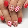 LOPMNGHT Press on Nails Short Length Red False Nails with
