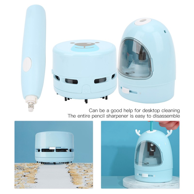 Pencil Sharpene Electric Blue Small Portable Stationery Set for Clean