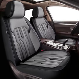 YORKNEIC Fit for Hyundai Tucson Seat Covers 2010-2025: Leather Waterproof Car Seat Covers Anti-Slip Protector 2 Front Set (2 Seats, Black&Grey)