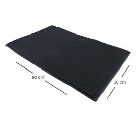 heimtexland ® Chenille Bath Mat Super Fluffy Absorbent Ökotex Type 771 Black 50 x 80 cm