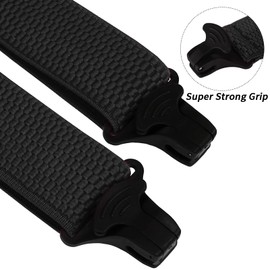 Buyless Fashion Heavy Duty Suspenders for Men - 48" Adjustable Straps 1 1/2" - X Back with Black Plastic Clips - 5147-Black