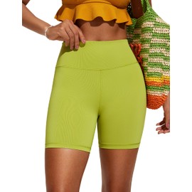 CRZ YOGA Women's Swimming Shorts 5" - High Waisted Athletic Broad Shorts Tankini Bottoms Beach Swimwear with Liner Primrose Yellow 12