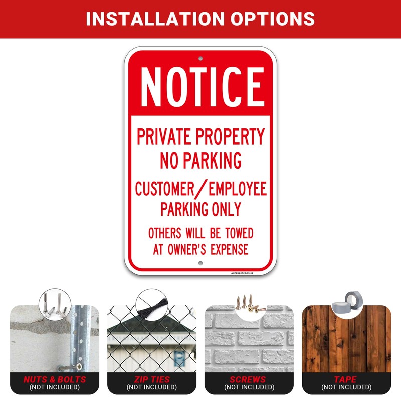 2Pack “Notice - Private Property No Parking, Customer/Employee Parking Only”