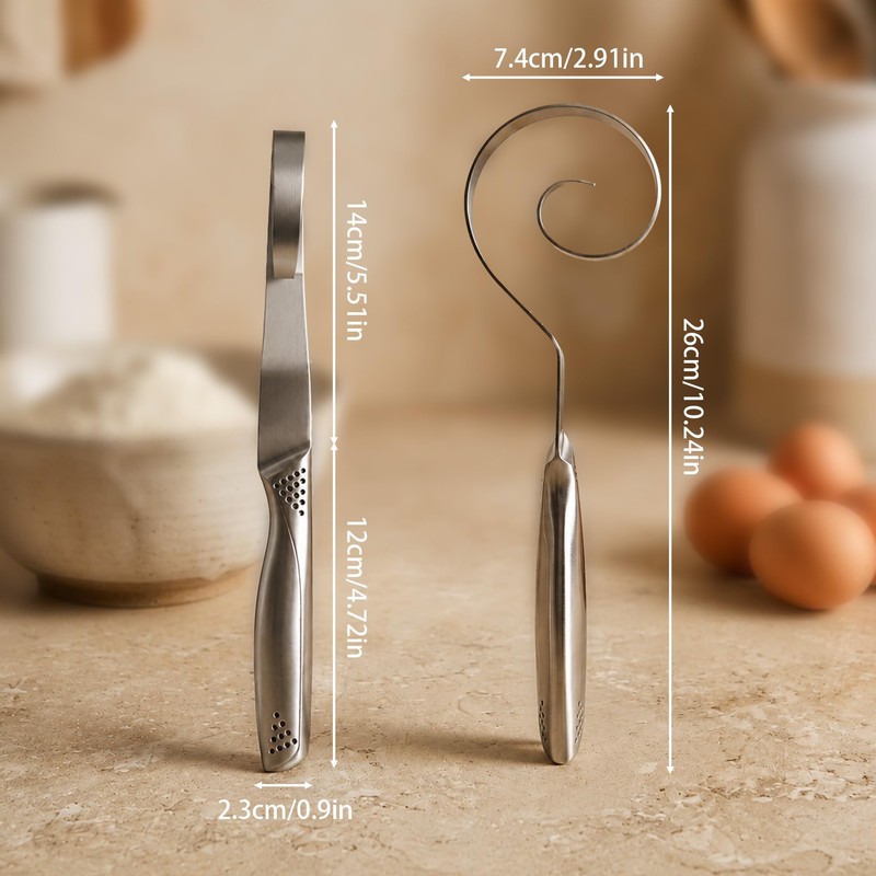 Stainless Steel Danish Dough Whisk 10 Inch, Sturdy One Piece